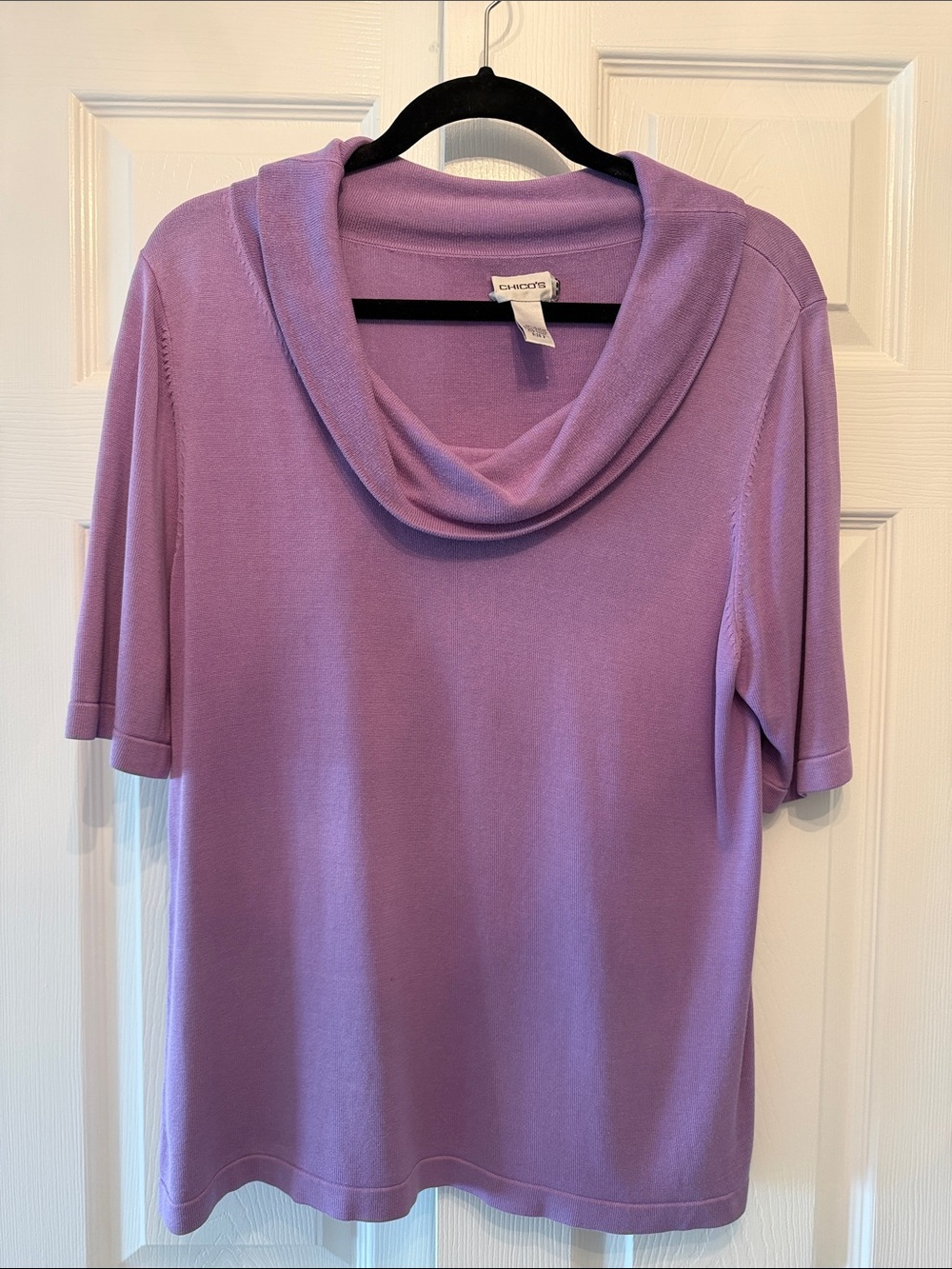 Chico's Lavender Cowl-Neck Short Sleeve Sweater